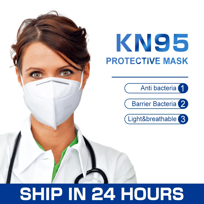 

50pcs N95 Mask CE Certification Mouth Face Mask Dust Anti Infection KN95 Masks PM2.5 Anti-fog Protective Respirator Reusable