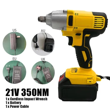 

21V 350NM Cordless Electric Impact Wrench Rechargeable Socket Hand Drill Installation Power Tool W/ Battery & Charger