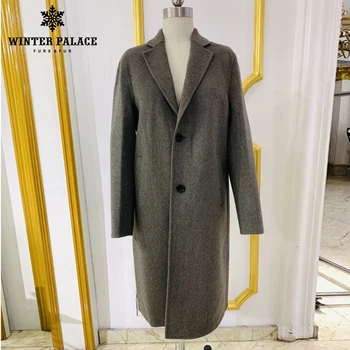 

WINTER PALACE Spring and Autumn New Classic wool coat Pocket Detail cashmere coat female with Turn-down Collar wool women coat