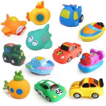 

Bath Toy Cars Swimming Pool Baby Toys Kids Water Spray Colorful Car Boat Train Soft Rubber Toys for Boys Girls Safe Material