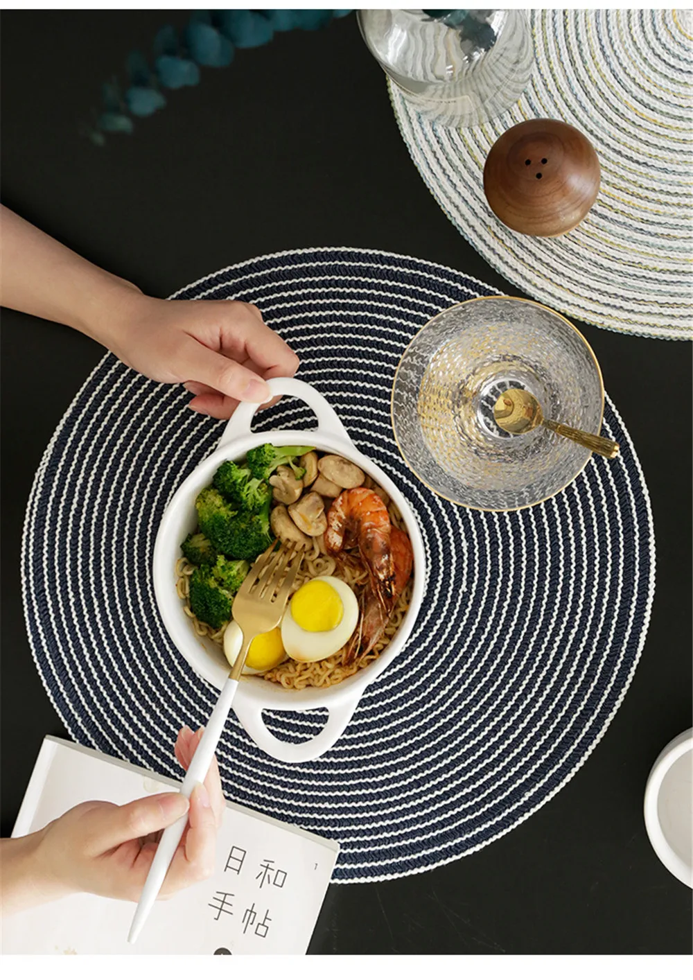 Ins Cotton Insulation Mat Pad Nordic Pastoral Round Heat-insulated Bowl Placemat Hexagon Mats Pads Home Decor Desktop Tableware