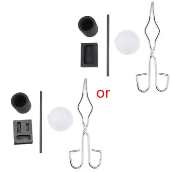 

5pcs/Set Torch Melting Gold Silver Kit Crucible Tong Rod Borax Graphite Ingot