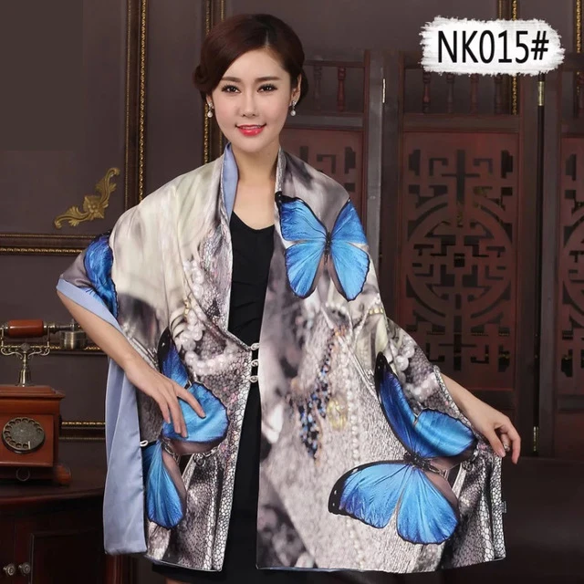 19 Картина маслом Cheongsam шаль национальный шарф с пуговицей женский шелковый кашемировый шарф ретро свадьба вечеринка палантин обертывания - Цвет: 19