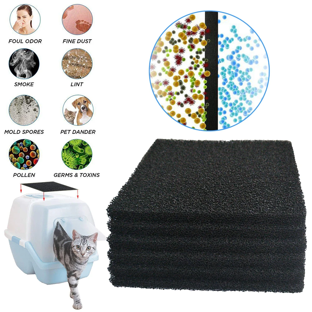 4/6Pcs Portable Pet Cat Litter Box Filter Pad Activated Carbon