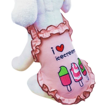 

Pet Dog Sexy Pink Dress Sleeveless Breathable Ballet Skirt Puppy Cute Icecream Printed Dress For Small Famale Dogs Puppy