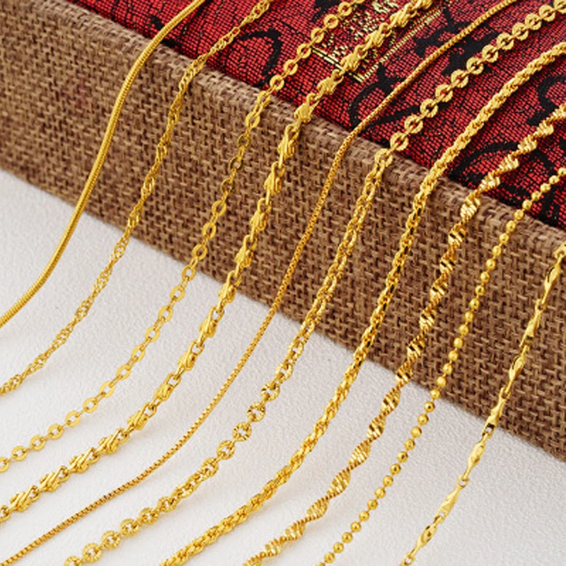 

Korean Gold Imitation Gold Necklace Female Sand Gold Snake Bone Water Wave Short Paragraph Ladies Clavicle Chain Jewelry
