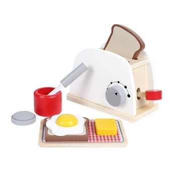 

Mini Bread Machine Toaster Baby Kitchen Wooden Play Sets Food Mixer For Kids Safe Colorful Water-Based Paint Building Blocks