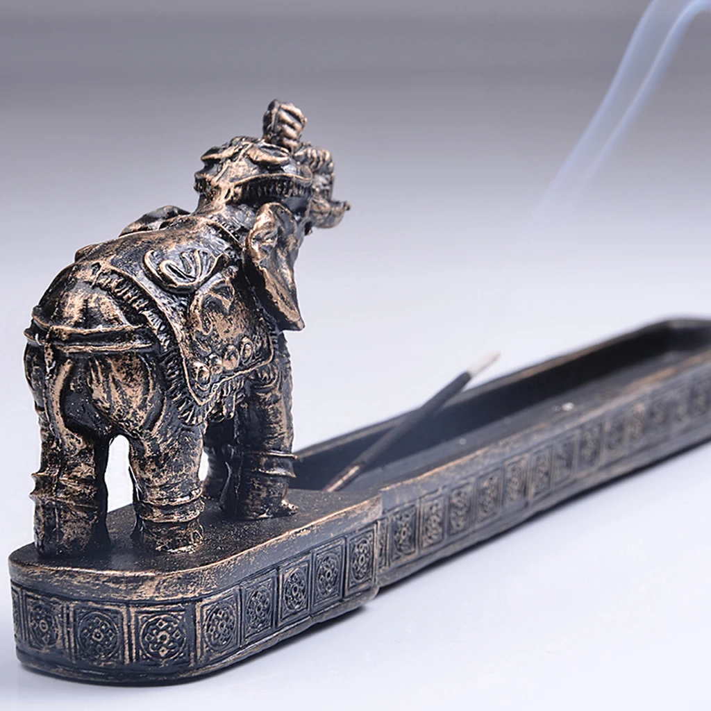 Elephant God Design Incense Burner Holder Resin Figurine Home Decor Crafts for Car Yoga Room Ornament
