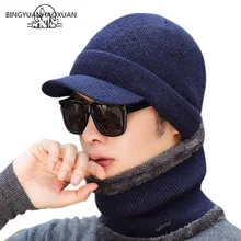 Брендовая зимняя шапка, шарф вязанные шапочки Skullies Beanies для мужчин женщин Gorras Beanies мужские зимние шерстяные маска фасоль Мужская кепка