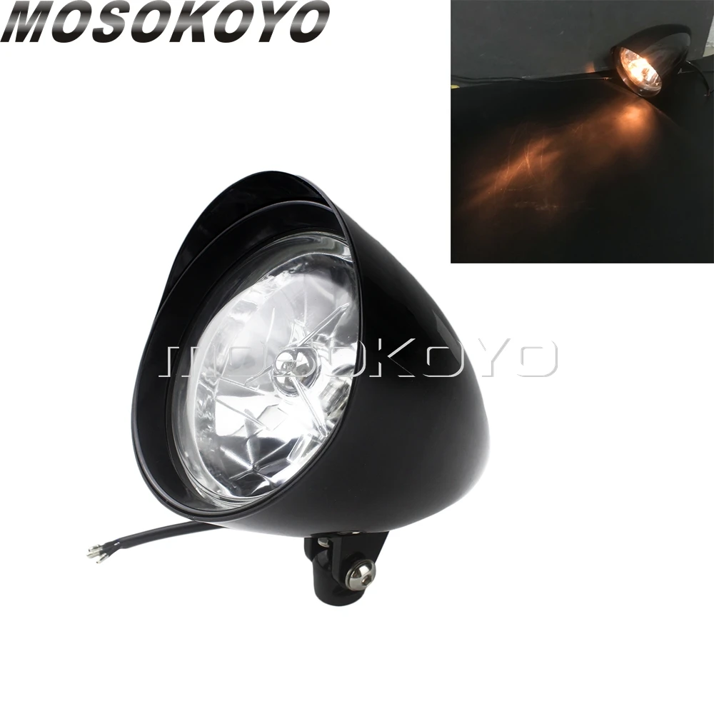 Мотоцикл H4 12V 60/55W нижнее Крепление Фары для Harley Cafe Racer Sportster Dyna Подставка-поплавок для Go 5,75 ''пользовательских высокого ближнего света фар - Цвет: Bulb