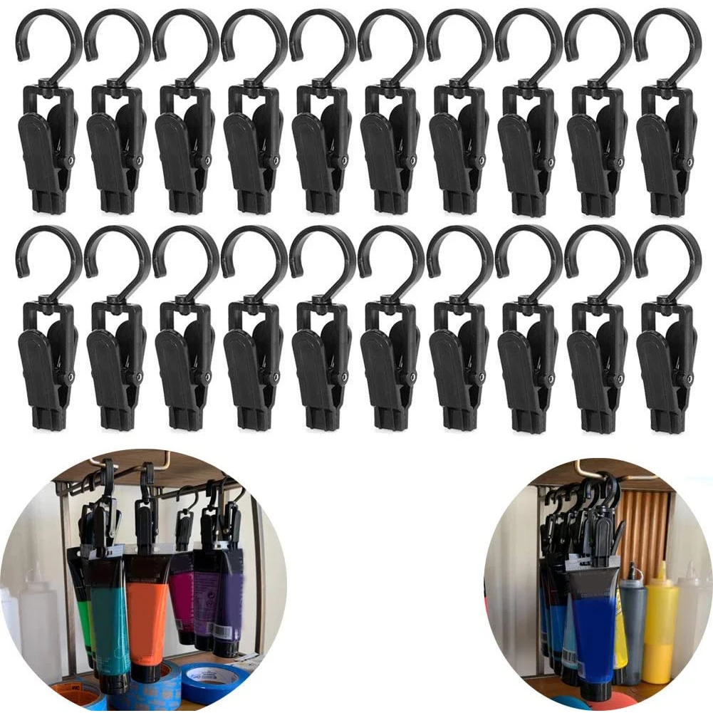 

Laundry Hooks Clip, Super Strong Plastic Swivel Hanging Curtain Clips Clothes Pins, 4.13 Inches Beach Towel Clips for Beach