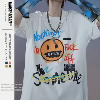 

Women Mens 20ss Men Women Streetwear Graffiti Hiphop T-shirt Harajuku Cotton Top Tee Short Sleeve Fashion Print Tshirt