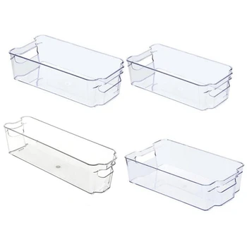 

Fridge Organizer Storage Bins (4Pcs) Stackable Freezer & Refrigerator Organizer Container for Kitchen, Pantry, Drawer