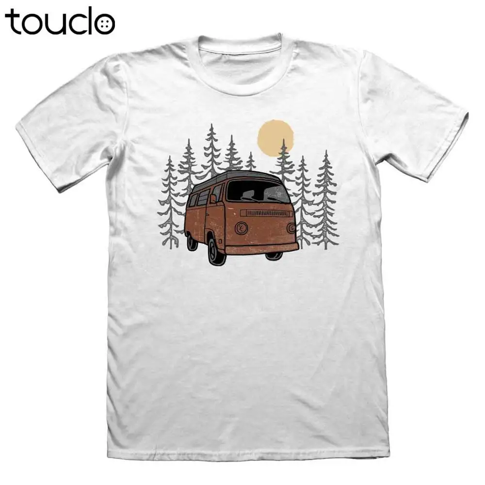 

Летняя стильная модная мужская футболка с изображением заката фургона-Пляжная футболка для лагеря с немецким автомобилем и комбинированным автобусом