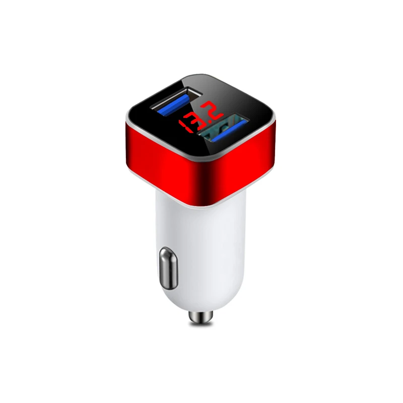 red 3.1A устройство для автомобиля с двумя портами USB Зарядное устройство 2 Порты и разъёмы ЖК-дисплей Дисплей 12-24V прикуриватель зажигалка Адаптер для быстрого автомобильного Зарядное устройство Мощность адаптер - Тип штекера: red