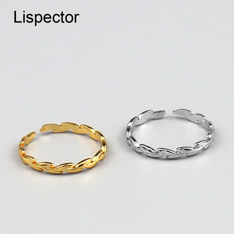 

Lispector 925 Sterling Silver Korean Simple Leaves Rings for Women Minimalist Openwork Rings Unisex Couple Jewelry Gifts