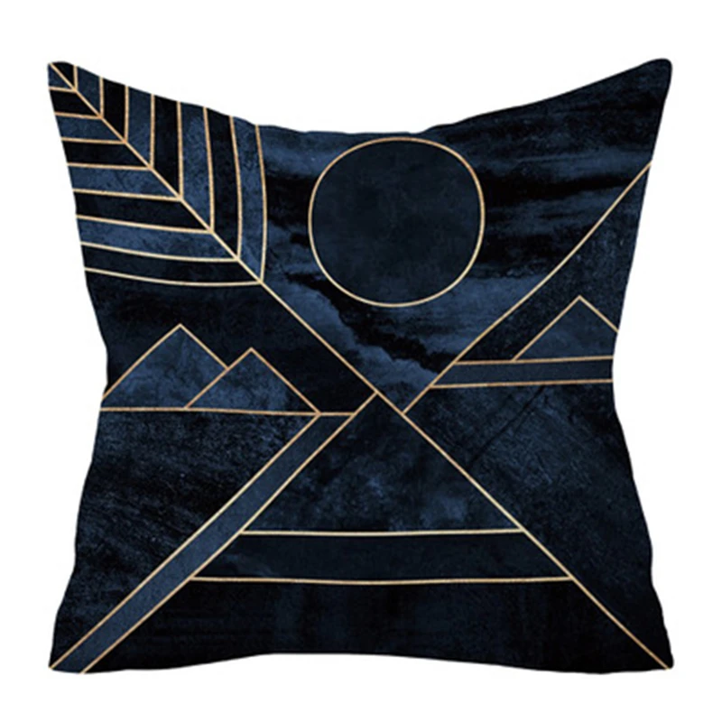Cushion Cover Polyester Gold Blue Pillow Case Cover Sofa Car Waist Cushion Throw Pillow Cover Fashion Absorb Sweat Pillows