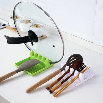 

Spoon Holders Fork Spatula Rack Shelf Organizer Plastic Spoon Rest Chopsticks Holder Non-slip Spoons Pad Kitchen Utensil