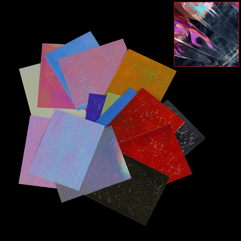 

16PCS Flame Reflections Nail Art Stickers Nail Art Sticker Fashion Flame Reflections Tape Adhesive Foils DIY Decoration