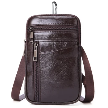 

Business Real Leather Men Multifunction Design Small Crossbody Messenger One Shoulder Bag Fashion Waist Belt Bag Cigarette Case
