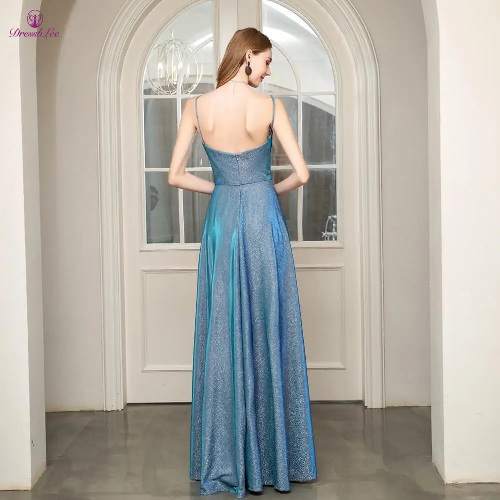 Vestido-de-festa длинное платье для выпускного вечера ТРАПЕЦИЕВИДНОЕ плиссированное платье на бретельках с открытой спиной для выпускного вечера