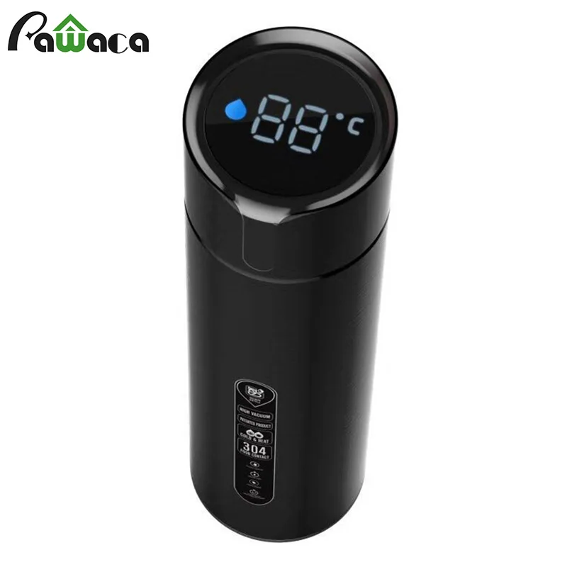 Online Taza de viaje de acero inoxidable vaso aislado con tapa inteligente pantalla Digital aislado frasco de vacío botella de agua mantener frío y caliente