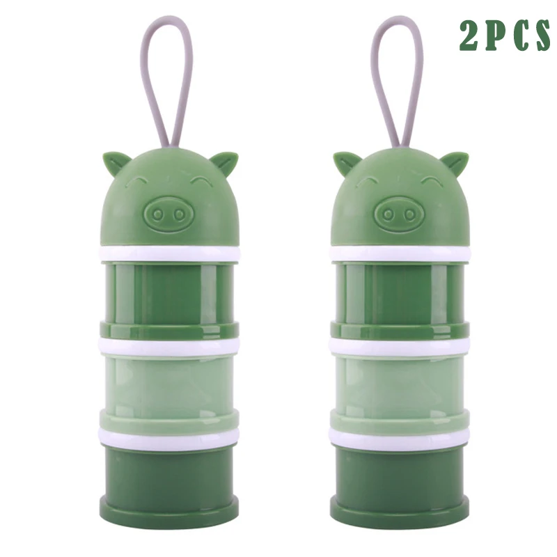 dark green Горячая упаковка из 2 удобных 3 слоев сухого молока коробка портативный отсек контейнер - Цвет: dark green