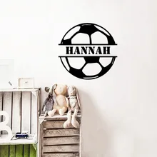 Персонализированная именная Наклейка на стену «футбольный мяч» для детей, мальчиков, детские наклейки для декорирования комнат, наклейка на стену, домашний декор
