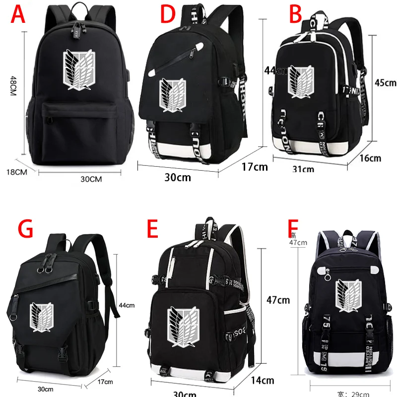 IMIDO Anime Pattern Backpacks for Teenagers Canvas Black Travel Bags Students Laptop Bag Boys Girls Back to School Backpack