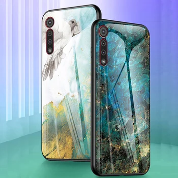 

50pcs/lot For Motorola Moto G8 Play G8 Plus Marble Grain Tempered Glass Anti-scratch Hard Case For Moto E5 Plus E6 Play