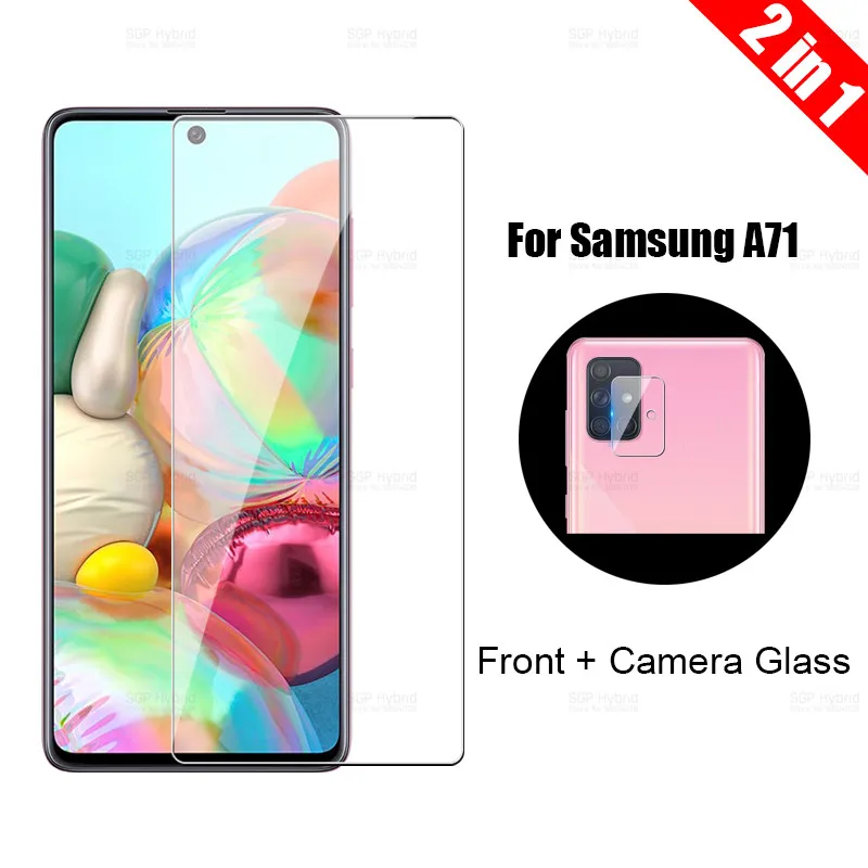 2 in 1 Camera Glass For Samsung Galaxy A71 Lens Film Tempered 6.7'' Screen Protector SM-A715F A 71 9H | Мобильные телефоны