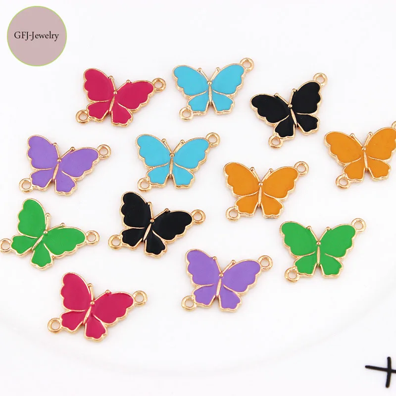 Mixed10pcs Enamel Double Holes Butterflies Charm for Jewelry Making and Crafting DIY Earring Pendant Bracelet Necklace Charms | Украшения и