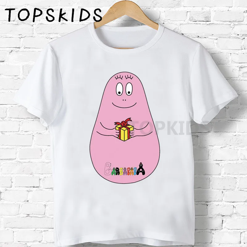 Детские футболки с принтом «Barbapapa» Забавные топы для маленьких мальчиков и девочек, детская летняя футболка с короткими рукавами HKP5162