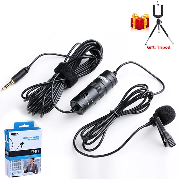 add phone clip BOYA BY-M1 3,5 мм аудио петличный микрофон видео Запись интервью 6 м микрофон для iPhone Android Vlog DSLR камера - Цвет: add phone clip