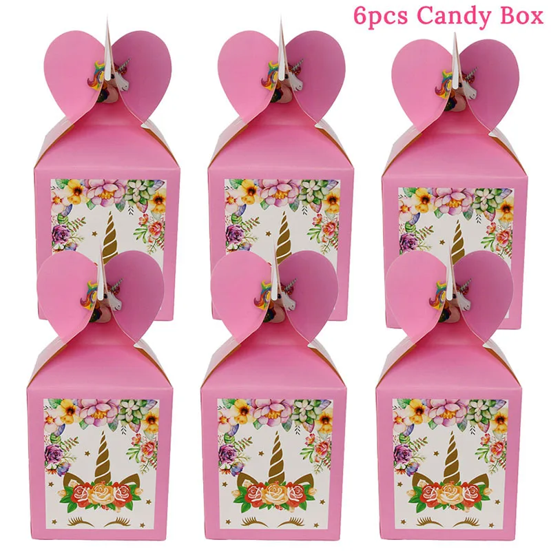 6pcs candy box Вечерние подарочные пакеты с ручками, бумажная упаковка, для детей, гостей, конфет, для выпечки, сумка, джунгли, Русалка, декор для дня рождения - Цвет: 6pcs candy box
