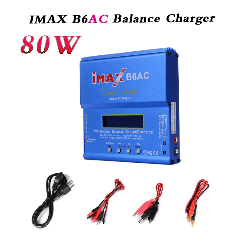 Зарядное устройство IMAX B6 AC B6AC 80 Вт 6A Lipo NiMH 3S/4S/5S RC с встроенным адаптером