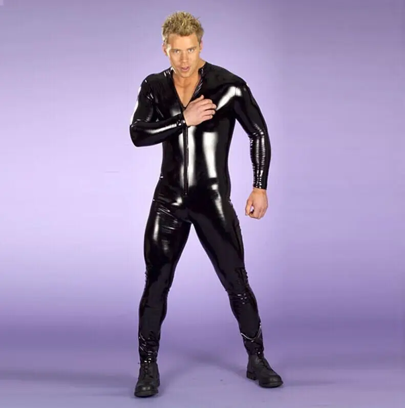 S-4XL, мужской комбинезон из искусственной кожи, сексуальный эротический костюм для геев, экзотическое нижнее белье