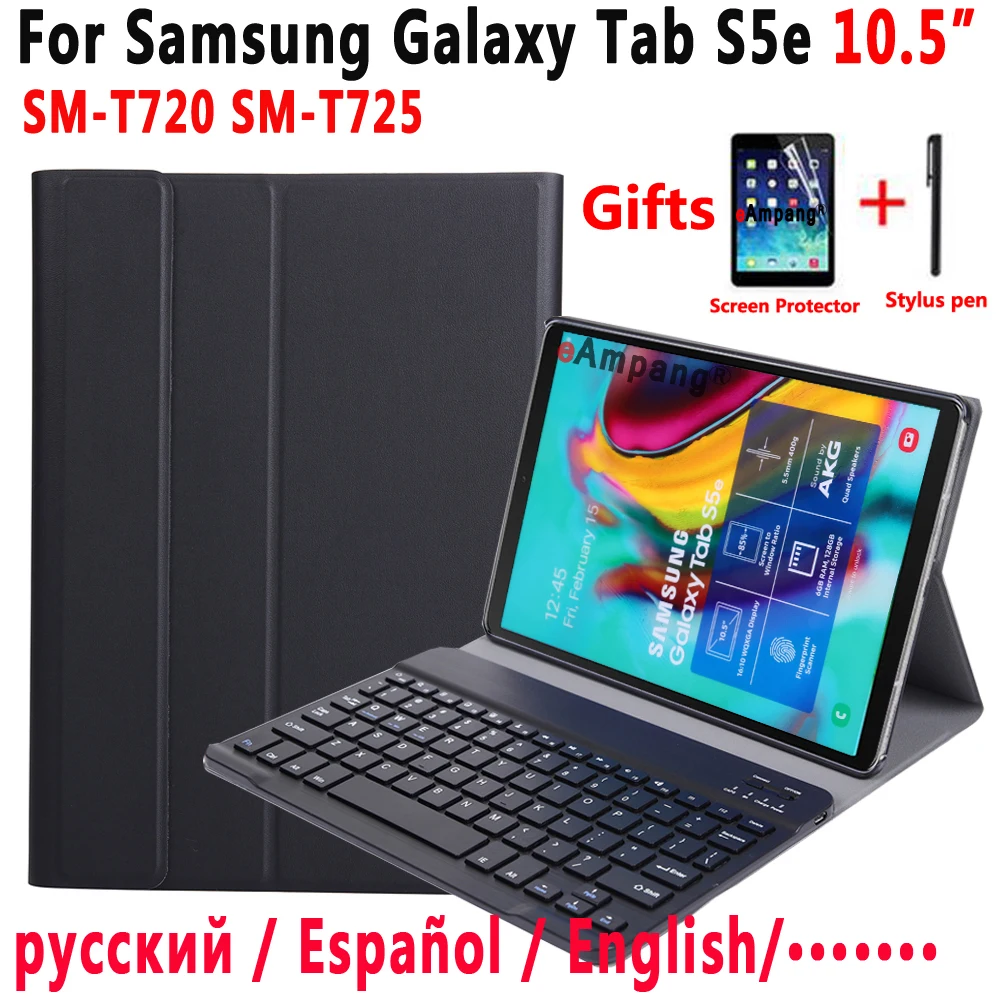 Comprar Funda teclado para Samsung Galaxy Tab S5e 10,5 2019 SM T720 SM T725 T720 T725 funda para Samsung Tab S5e teclado cubierta + película + pluma