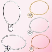 925 пробы, Серебряный Классический Гладкий Браслет, дикие цветы, луг, застежка, женские очаровательные ювелирные изделия