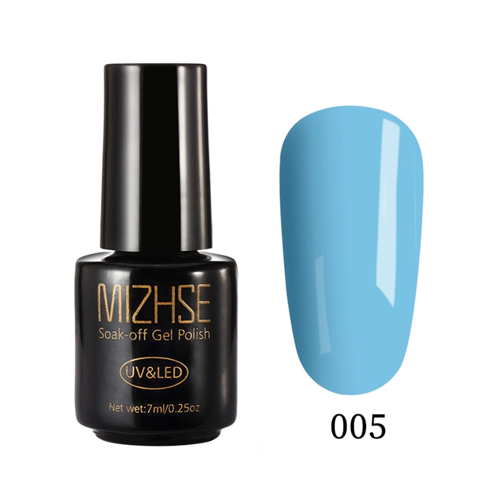 LAKEBLUE005 MIZHSE Гель-лак для ногтей 7 мл UV Vernis Полупостоянный праймер верхнее покрытие для маникюра xx цветов гелевое покрытие для ногтей гель-арт - Цвет: LAKEBLUE005