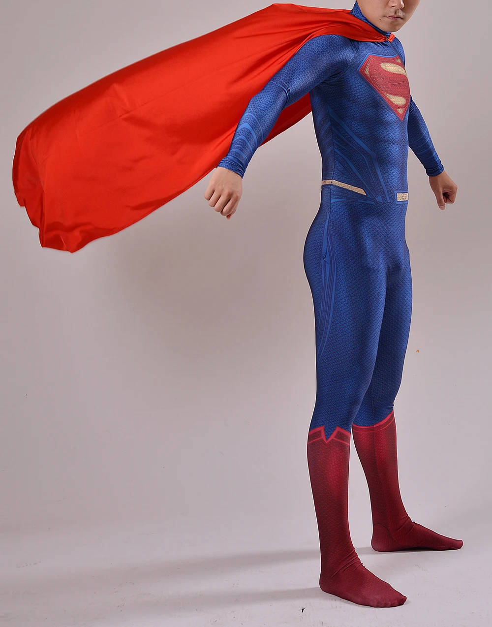 

Man of Steel Superman Costume 3D Print Spandex Cosplay Superman Bodysuit Superhero Costume With Cape Halloween Catsuit