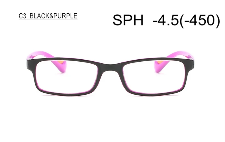 SWOKENCE диоптры-0,5 до-6,0 близорукие очки конечный продукт для мужчин и женщин квадратная оправа очки по рецепту для близорукости F109 - Цвет оправы: C3 (-4.5)