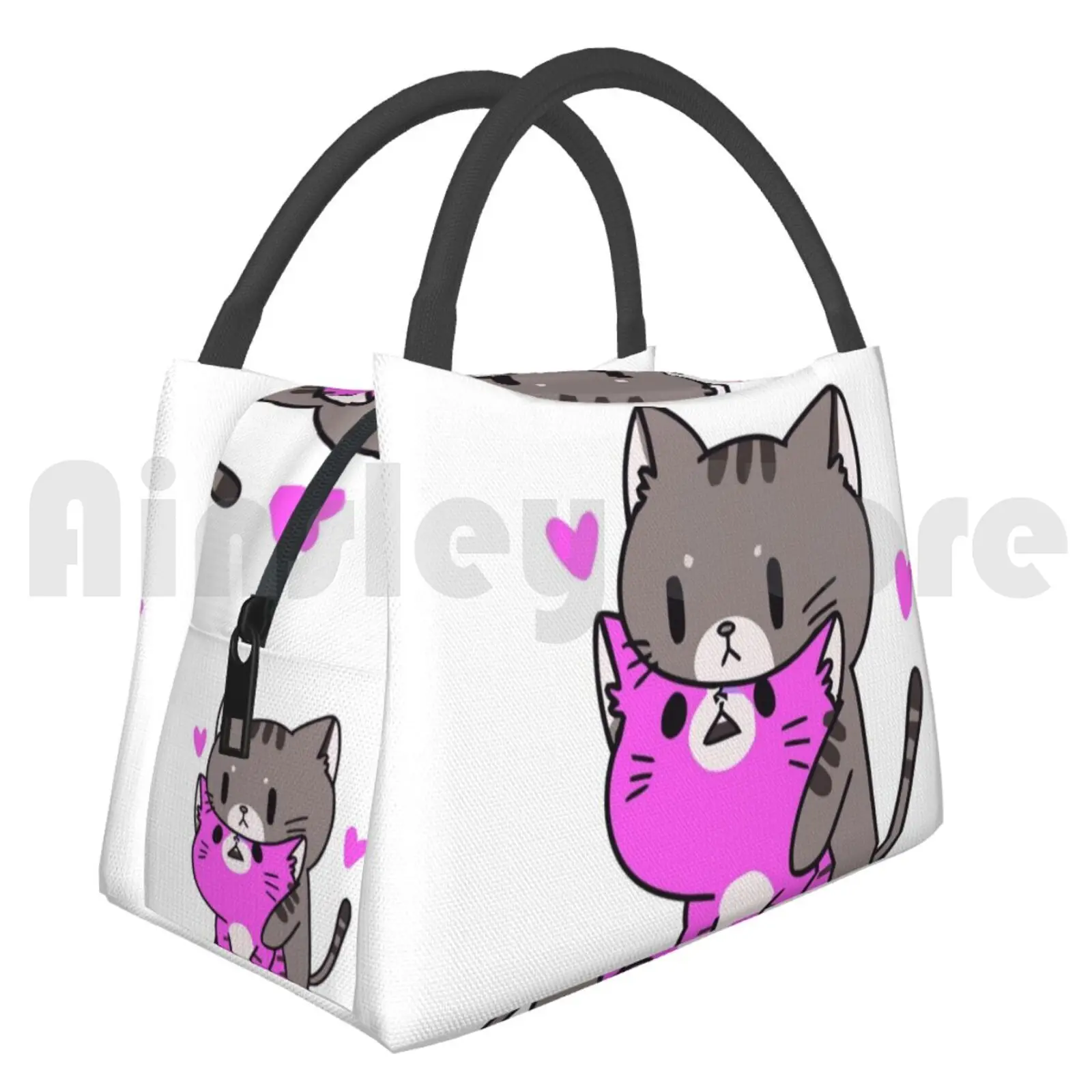 

Cooler Lunch Bag Picnic Bag Love Et Affection Kitten Kitty Cat Cats Black Animal Vegan Spiritual Cartoon