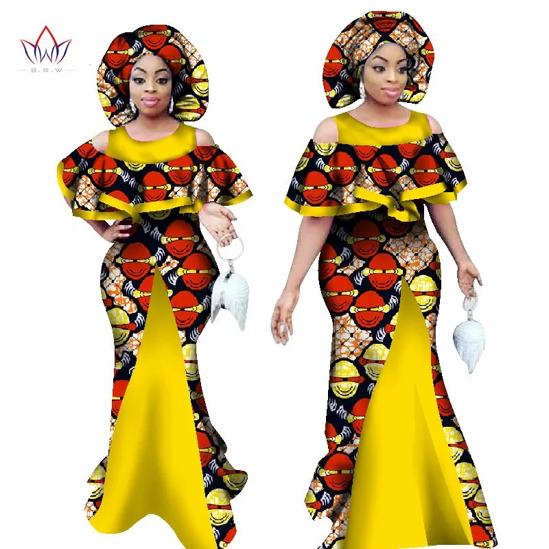 Африканское Макси Платье Для Женщин Дашики без рукавов принт Русалка платья Африканский стиль с платок размера плюс BRW WY1065 - Цвет: 10