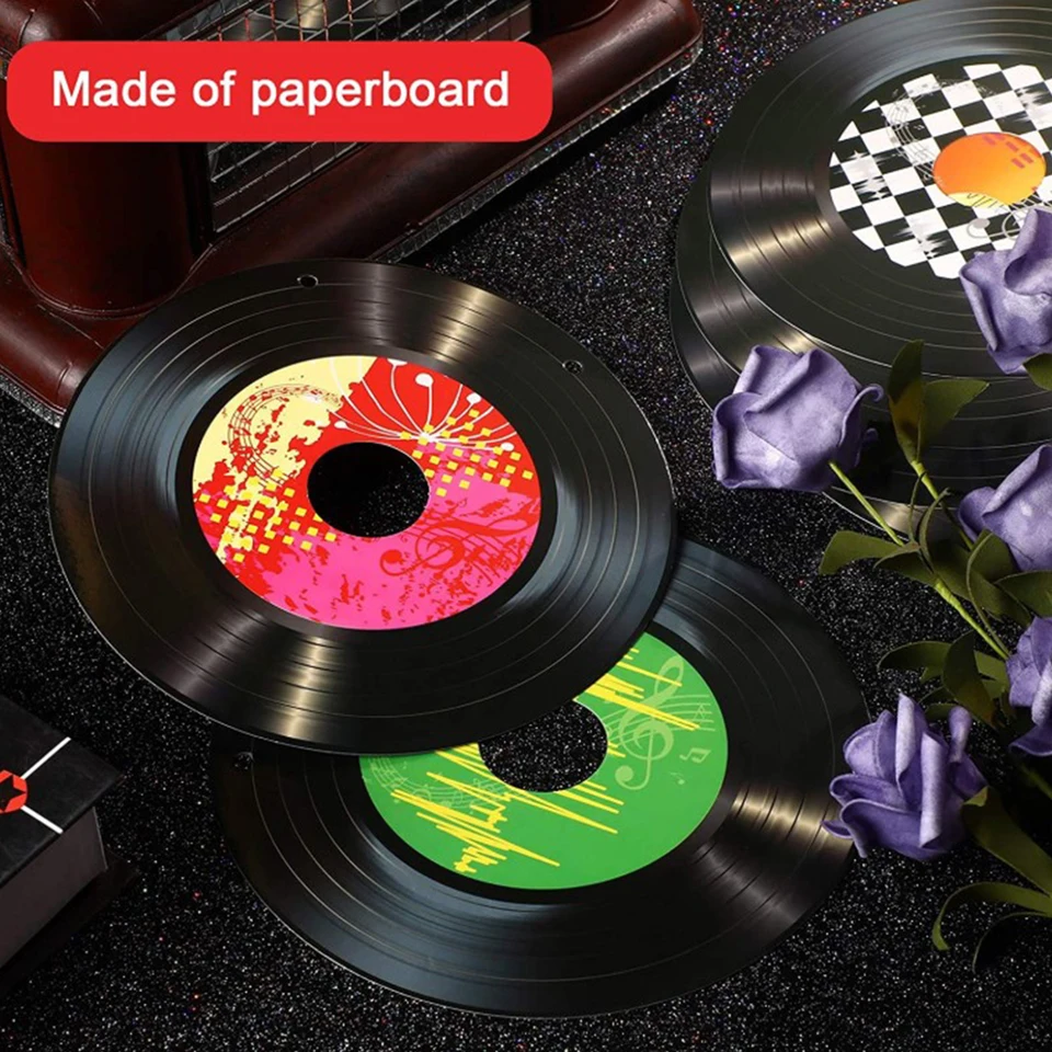 Fachpint 12 inch Fake Records 5 Pieces in 1 Pack, Records for Wall Aesthetic, Viynles Record Decor, Blank Vinyl Records for Wall, Fake Vinyls for Room