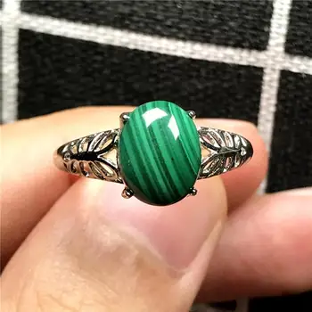 

100% Natural Green Malachite Chrysocolla Ring For Woman Lady Man 10x8mm Oval Beads Crystal Silver Adjustable Ring Jewelry AAAAA
