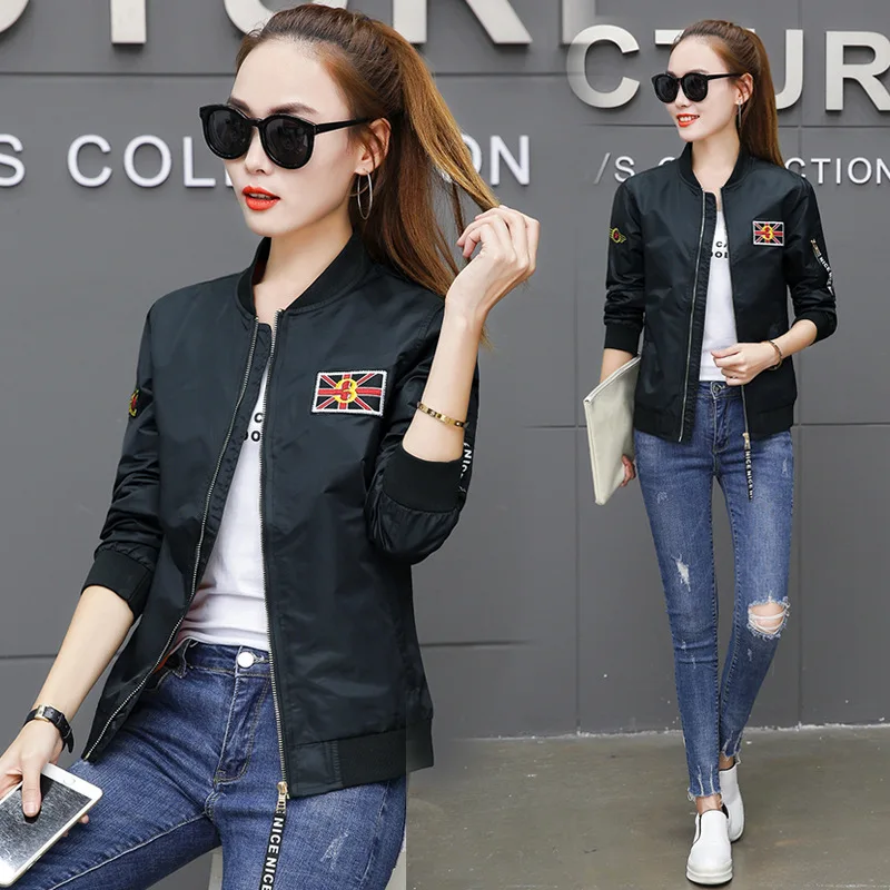 

New Style Spring And Autumn WOMEN'S Jacket Stand Collar Baseball Uniform Korean-style Fashion Flight Suit Coat Tops Women's