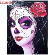 Полный квадратный diy Алмазная картина с изображением черепа девушка Роза вышивка стразами красота леди мозаика фото на заказ Хэллоуин Декор