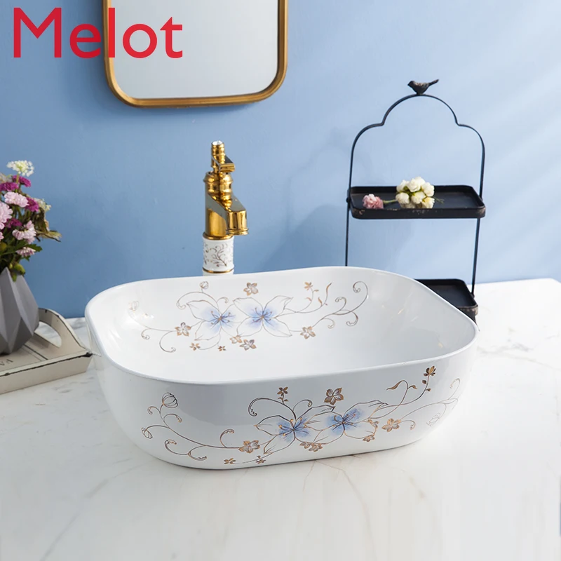 

Upper Basin Square Table Wash Basin Wash Basin Ceramic Wash Basin Bathroom Wash Basin Art Basin Household
