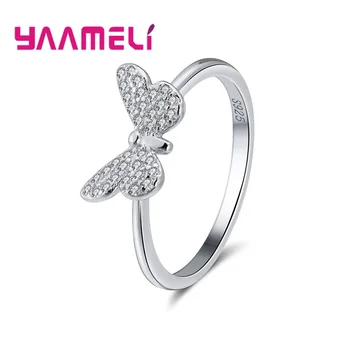 

New Romantic Bowknot Anniversary Cubic Zirconia Rings 925 Sterling Silver Rings For Women Silver 925 Jewelry Fine Jewelry